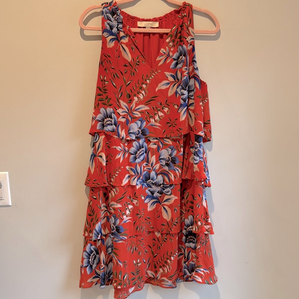 ⭐5/$25--Loft Ruffle Tiered Dress Sleeveless